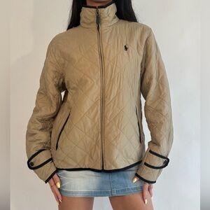 Ralph Lauren tan quilted jacket #preppy #outerwear